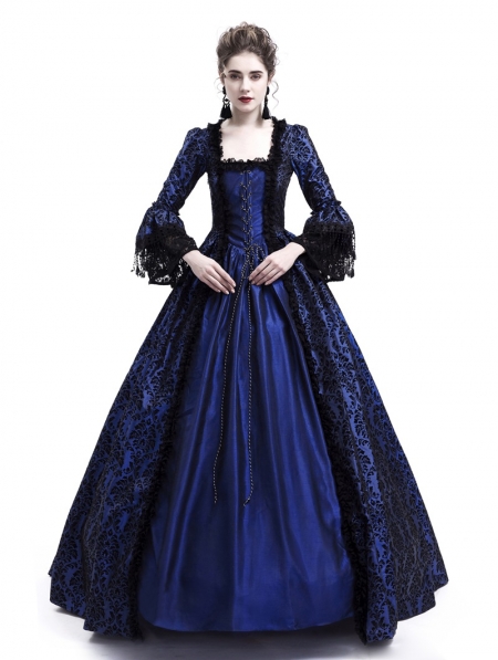 Blue Masked Ball Gothic Victorian Costume Dress - Devilnight.co.uk