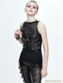 Black PU Gothic Pocket Top Vest for Women