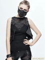 Black PU Gothic Pocket Top Vest for Women