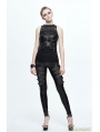 Black PU Gothic Pocket Top Vest for Women