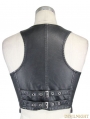 Black PU Gothic Pocket Top Vest for Women