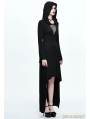 Black Gothic Witch Hooded High-Low Dress