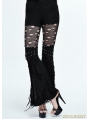 Black Gothic Punk Hole Bell-Bottomed Pants for Women