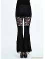 Black Gothic Punk Hole Bell-Bottomed Pants for Women