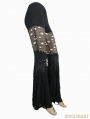 Black Gothic Punk Hole Bell-Bottomed Pants for Women