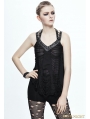 Black Gothic Punk Hole Sleeveless Shirt for Women