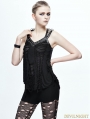 Black Gothic Punk Hole Sleeveless Shirt for Women