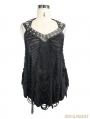 Black Gothic Punk Hole Sleeveless Shirt for Women