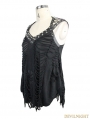 Black Gothic Punk Hole Sleeveless Shirt for Women