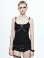 Black Gothic Punk Buckle Belt Top for Women