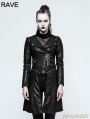 Black Gothic Handsome Punk Long PU Coat for Women