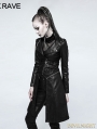 Black Gothic Handsome Punk Long PU Coat for Women