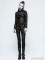 Black Gothic Handsome Punk Long PU Coat for Women