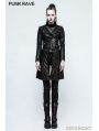 Black Gothic Handsome Punk Long PU Coat for Women