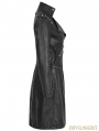 Black Gothic Handsome Punk Long PU Coat for Women