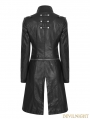 Black Gothic Handsome Punk Long PU Coat for Women