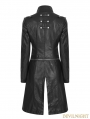 Black Gothic Handsome Punk Long PU Coat for Women