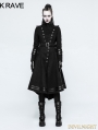 Black Gothic Military Uniform Worsted Long Coat for Women