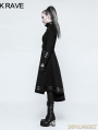 Black Gothic Military Uniform Worsted Long Coat for Women