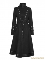 Black Gothic Military Uniform Worsted Long Coat for Women