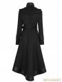 Black Gothic Military Uniform Worsted Long Coat for Women