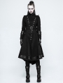 Black Gothic Military Uniform Worsted Long Coat for Women