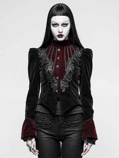 Black and Red Gothic Scissor-tail Dress Jacket for Women