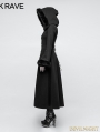 Black Gothic Disc Flowers Long Winter Fur Coat for Women