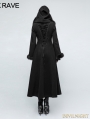 Black Gothic Disc Flowers Long Winter Fur Coat for Women
