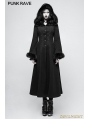 Black Gothic Disc Flowers Long Winter Fur Coat for Women