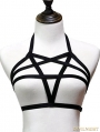 Black Womens Sexy Gothic Pentagram Harness Bra