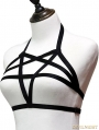 Black Womens Sexy Gothic Pentagram Harness Bra