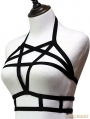 Black Double Layer Sexy Gothic Pentagram Harness Bra