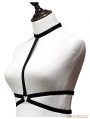 Black Hollow Out Gothic Harness Elastic Cupless Bra