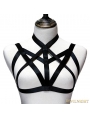 Black Hollow Out Gothic Harness Elastic Cage Bra