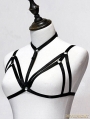 Black Gothic Harness Elastic Cupless Bra