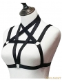 Black Sexy Gothic Pentagram Harness Cupless Bra