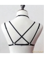 Black Sexy Gothic Harness Elastic Cupless Bra