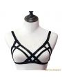 Black Elastic Gothic Sexy Harness Cupless Bra