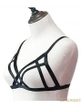 Black Elastic Gothic Sexy Harness Cupless Bra