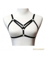 Black Elastic Gothic Harness Cupless Bra