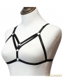 Black Elastic Gothic Harness Cupless Bra