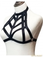 Black Elastic Gothic Harness Cupless Cage Bra