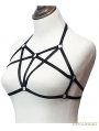 Black Elastic Hollow Out Gothic Harness Cupless Bra