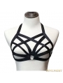 Black Elastic ollow Out Gothic Harness Cupless Cage Bra