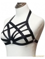 Black Elastic ollow Out Gothic Harness Cupless Cage Bra