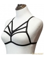 Black Elastic Sexy Gothic Harness Cupless Bra