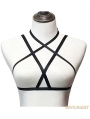 Black Elastic Simple Gothic Harness Cupless Bra