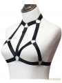 Black Elastic Gothic Hollow Out Harness Cupless Cage Bra