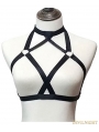 Black Elastic Sexy Gothic Harness Cupless Cage Bra